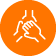 orange icon of three hands stacked on top of each other