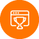 orange icon of a trophy in front of a computer screen