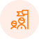 orange icon with two people standing under a flag