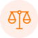 orange icon showing the scales of justice