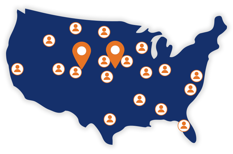 Map of US employees and offie locations