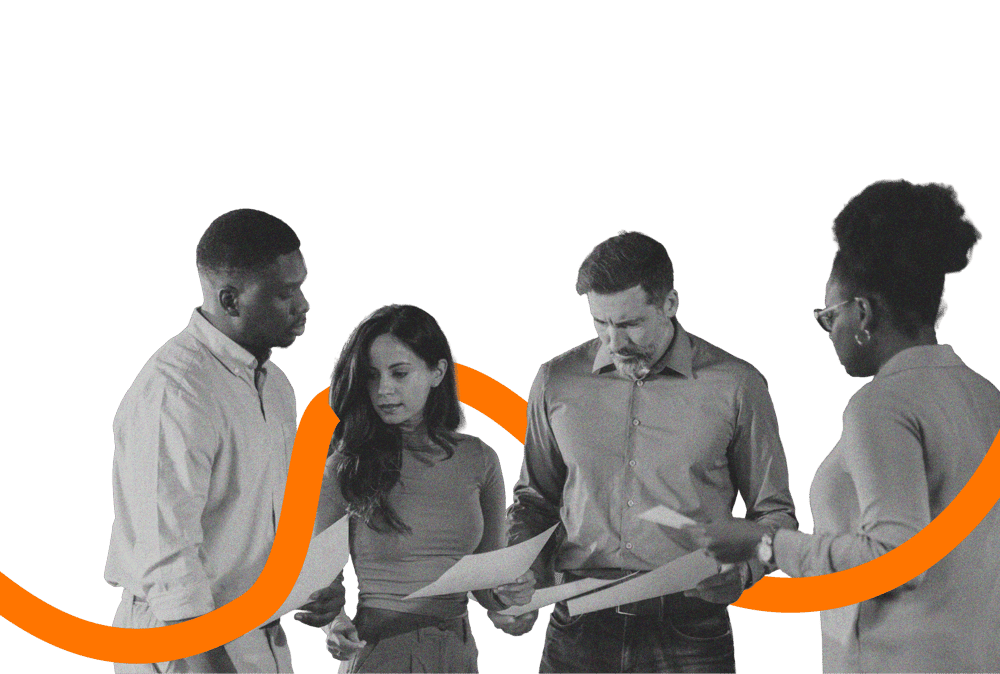 group of HR leaders and stakeholders working on hr tech business case