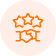 orange icon with three stars shown above a handshake