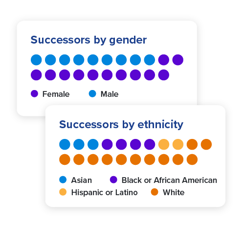 Interface showing successors by gender and successors by ethnicity