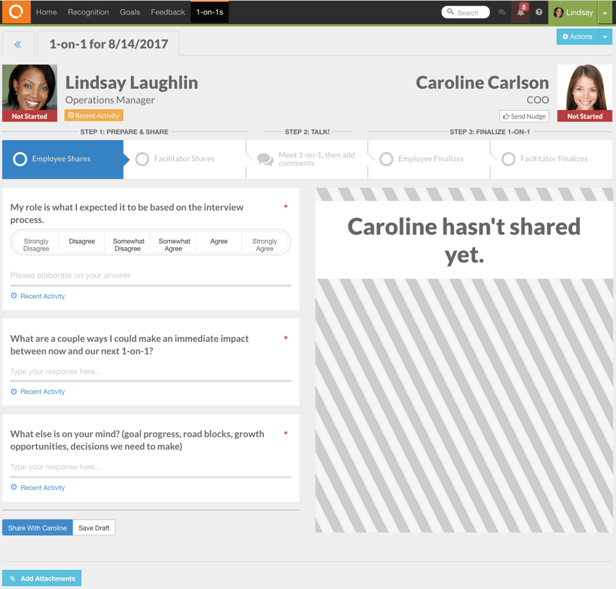employee onboarding software - one on ones