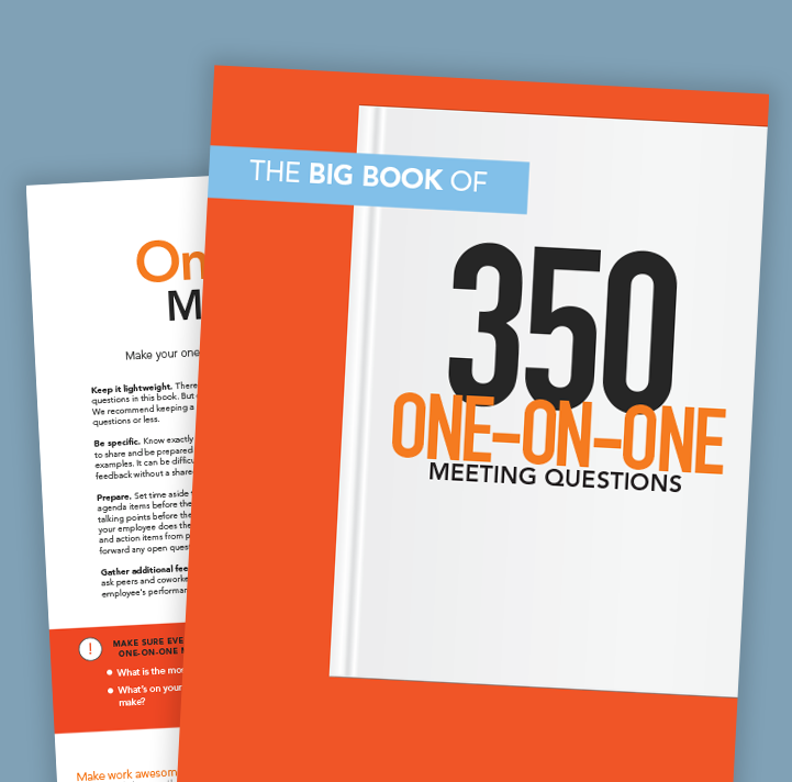 Cover image of the Big Book of 350 1 on 1 meeting questions