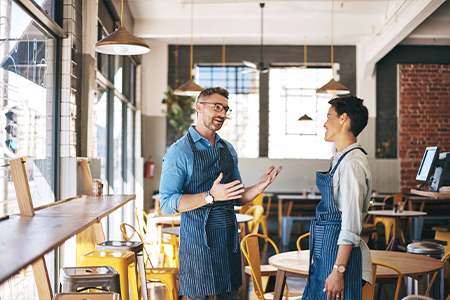 One-on-one meeting in a business between a manager and employee.
